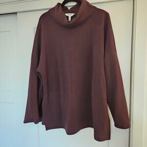 SPANX AirEssentials® Turtleneck Tunic Cowl Neck Truffle Brown sz XXL